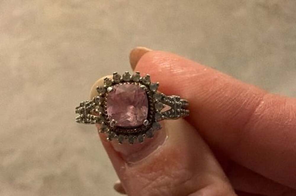 Unbranded Morganite Ring Silver Cushion Cut Halo Engagement Ring